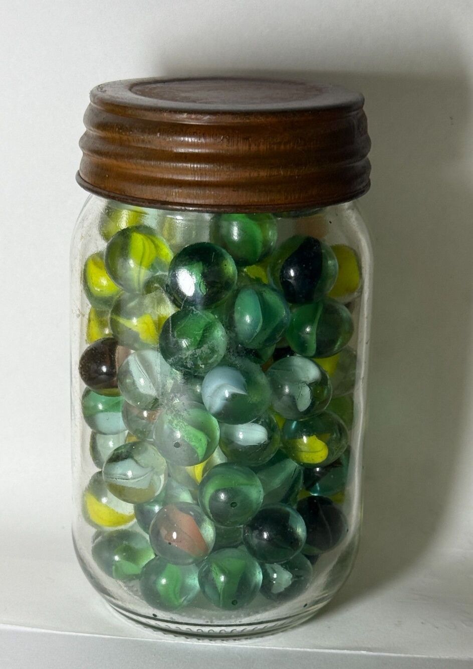 Mason Jar Pint Mid Century Canning With Vintage Marbles #5